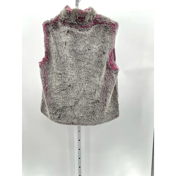 Neckworks Faux Fur Vest Zip Front Lined Brown And Pink Woman's Size Large L - Picture 2 of 4